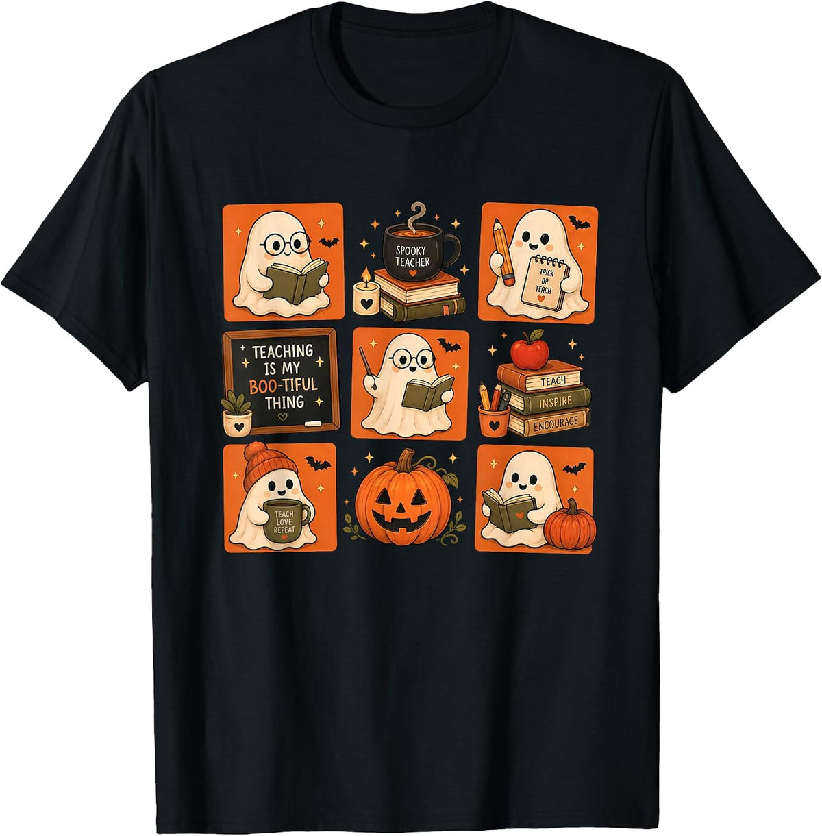 Halloween Teacher Spooky Teachers Club Boo Ghost Men Women T-Shirt