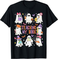 Teaching My Boos Teacher Cute Ghost Groovy Teacher Halloween T-Shirt