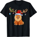 Reindeer Santa Hat Christmas Pajamas Chow Chow Dog Xmas T-Shirt