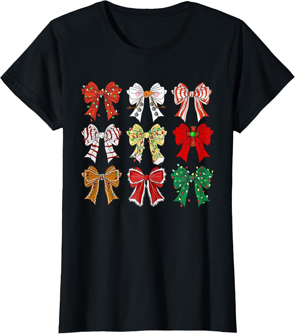 Coquette Christmas Bow Cute Winter Christmas Coquette Women T-Shirt