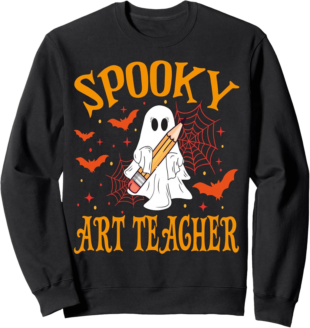 Spooky Art Teacher Ghost Funny Halloween School Women Sweatshirt