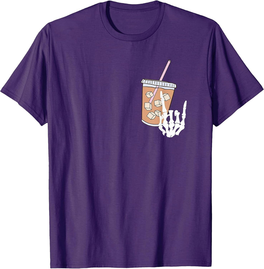 Iced Coffee Skeleton Hand Funny Gift T-Shirt