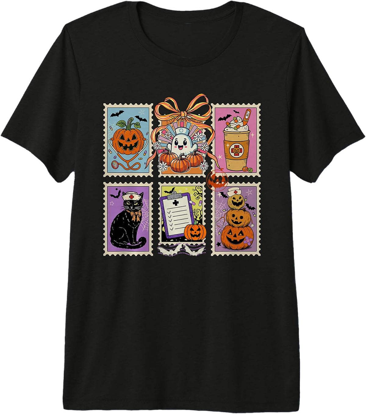 Halloween Nurse Nursing Funny Health Worker RN Postage Stamp Premium Tri-Blend T-Shirt