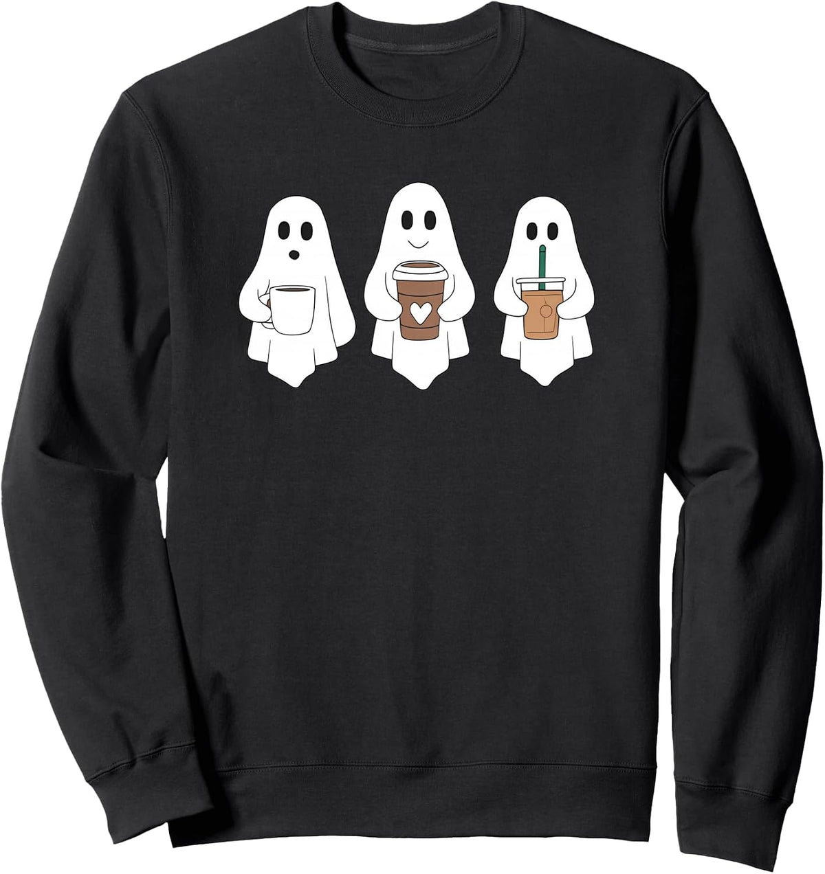 Cute Ghost Halloween Costume Drinking Coffee Womens Sweatshirt