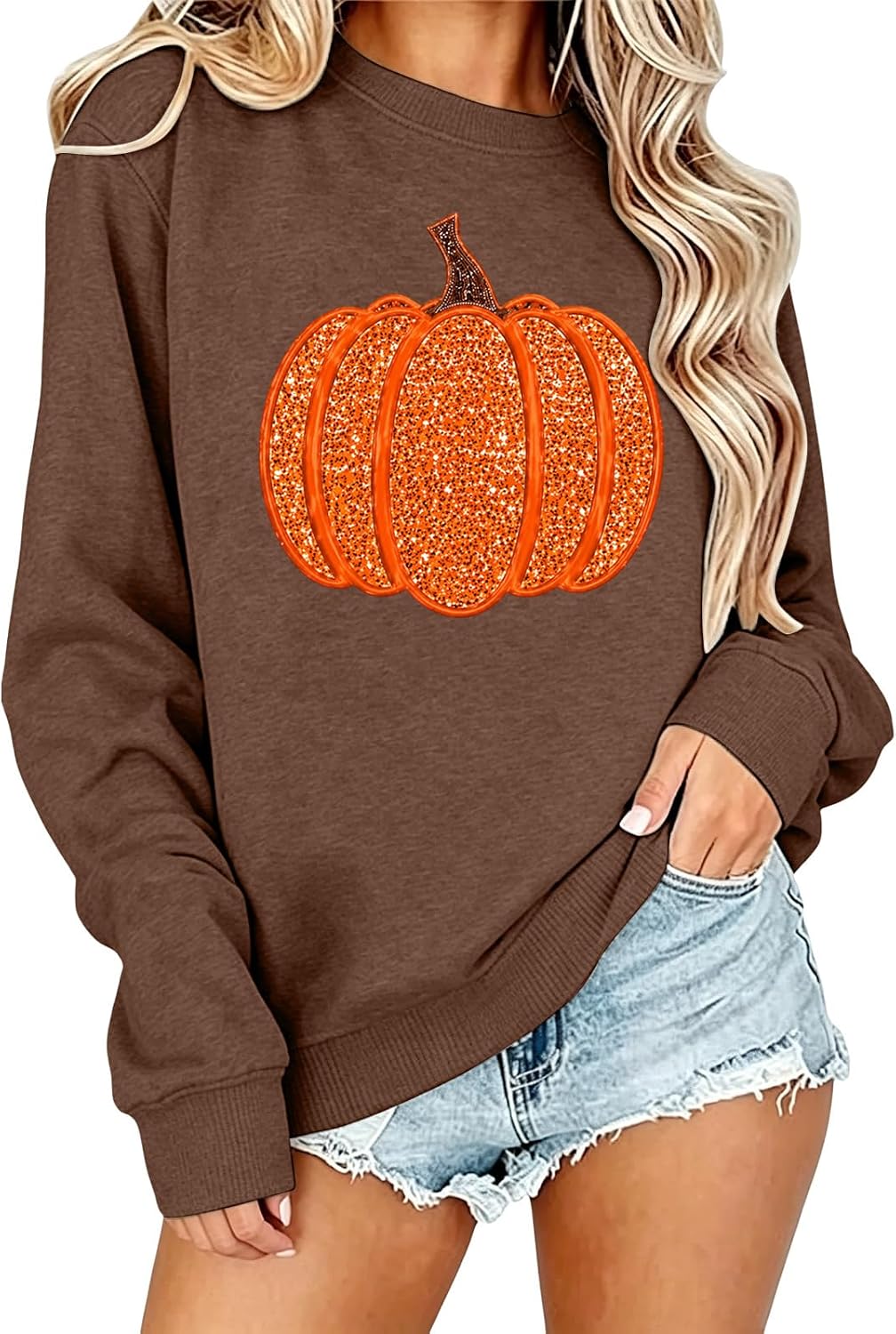 Halloween Sweatshirts for Women Cute Pumpkin Season Sweatshirt