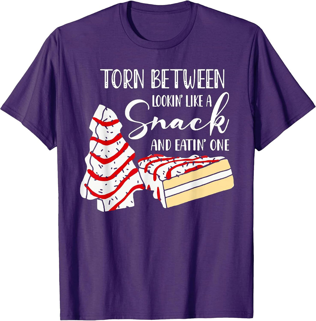 Funny Christmas Tree Cake Torn Tee Shirt