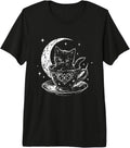 Vintage Kitten Teacup Crescent Moon Stars Celestial Cat Art Premium Tri-Blend T-Shirt