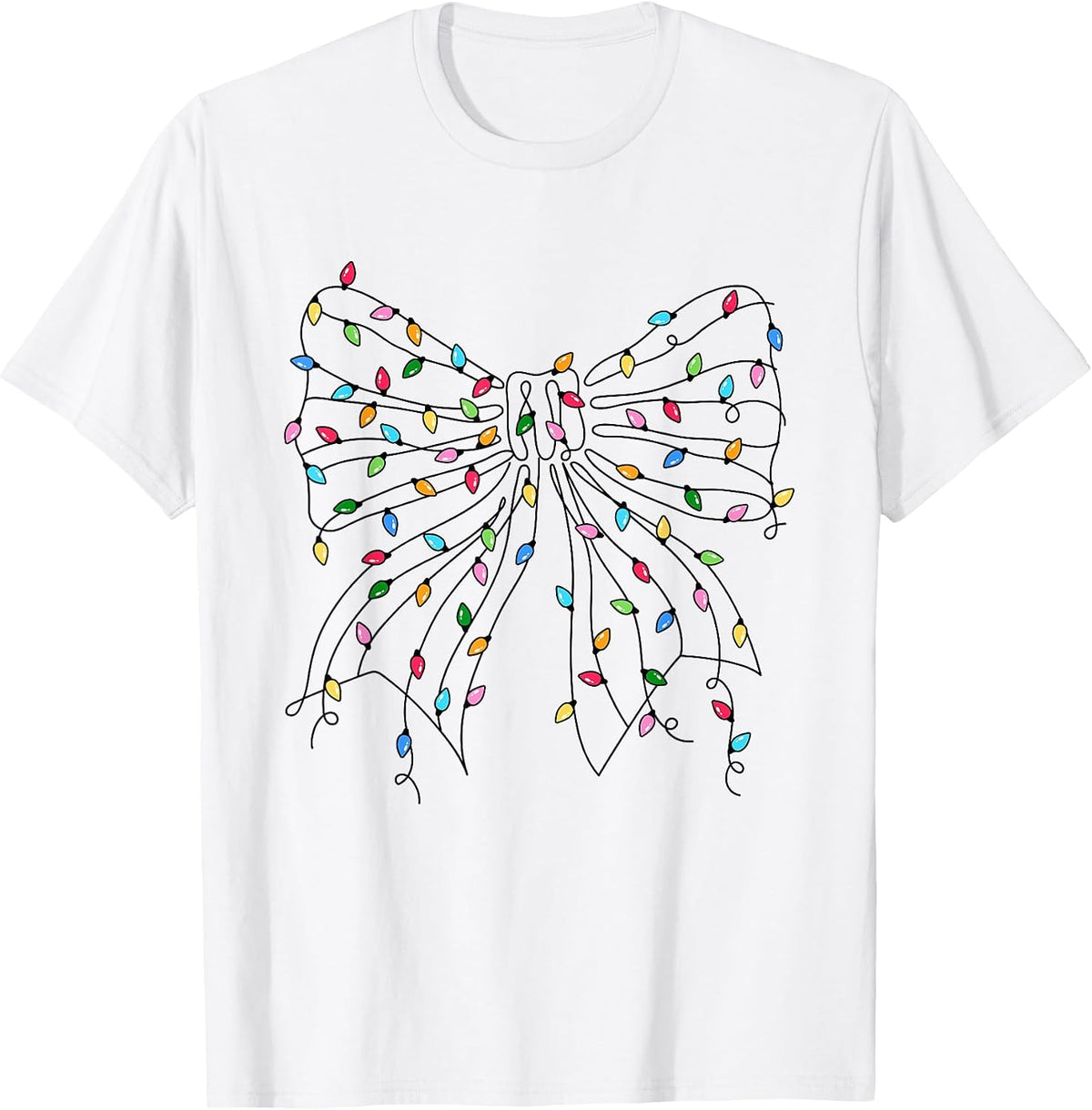 Cute Bow Xmas Lights Coquette Christmas T-Shirt