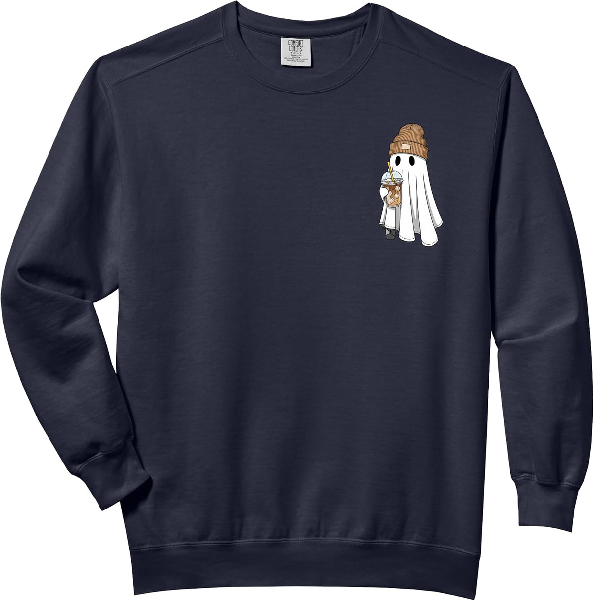 Spooky Season Cute Ghost Ice Coffee Halloween Costume Comfort Colors Adult Sweatshirt