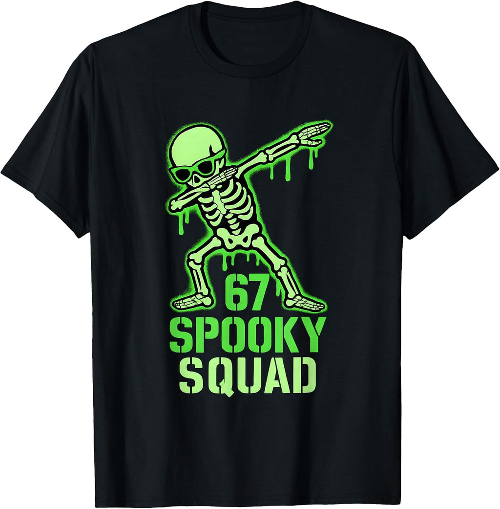 67 Meme Halloween Skeleton 6 7 Brainrot Six Seven Kids Boys T-Shirt