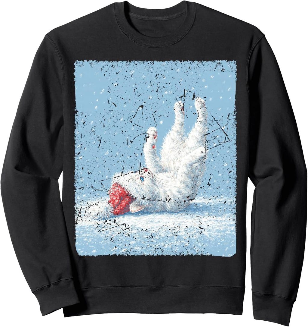 Vintage Style Pop Art Christmas Design With A Cat On It Sweatshirt