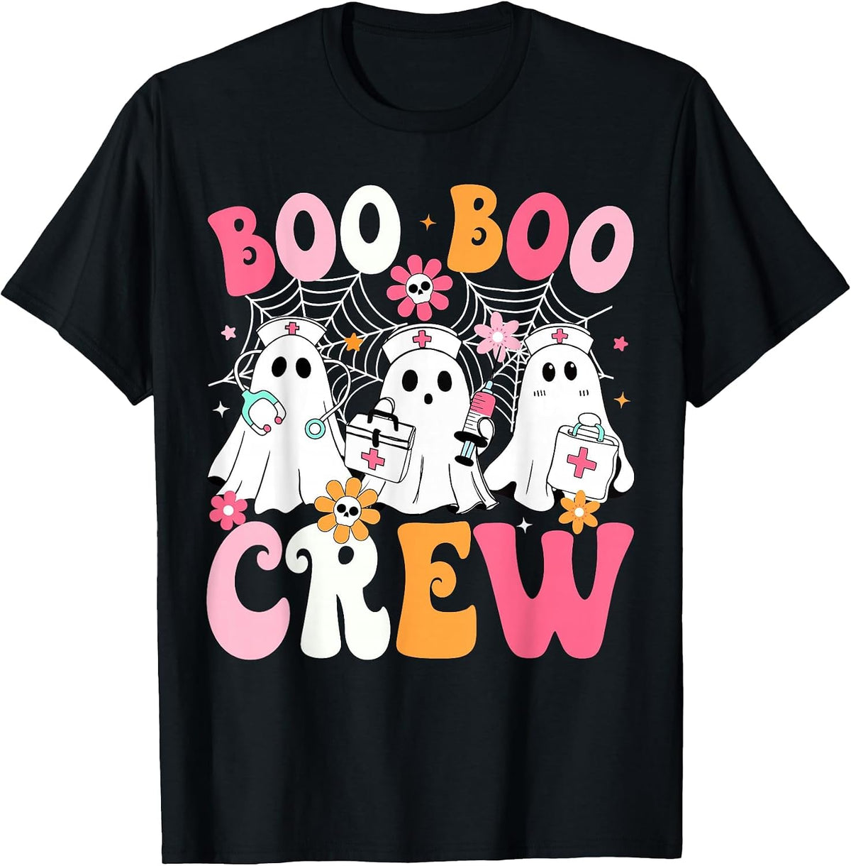 Boo Boo Crew Spooky Nurse Ghost Nursing Halloween Nurse T-Shirt