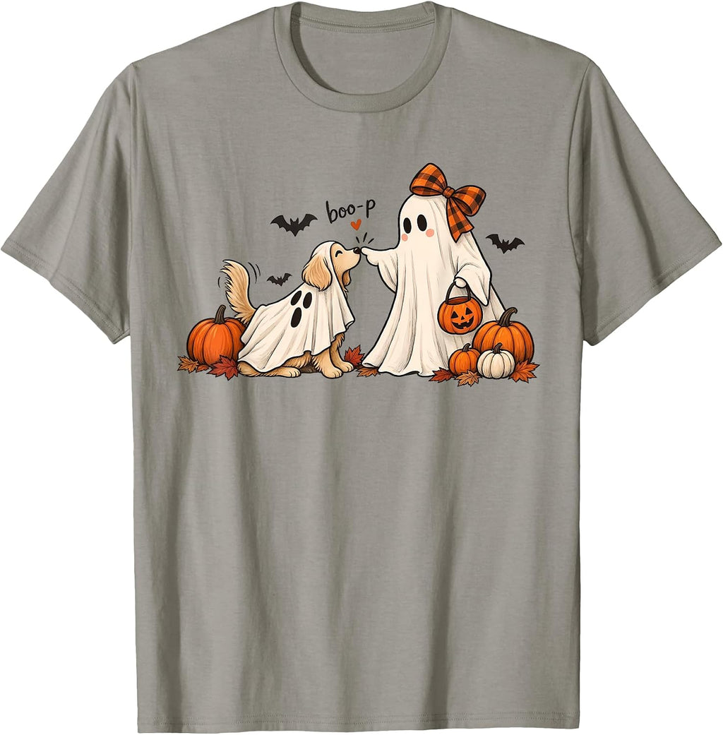 Cute Ghost Dog Halloween Trick Or Treat Pet Lover T-Shirt