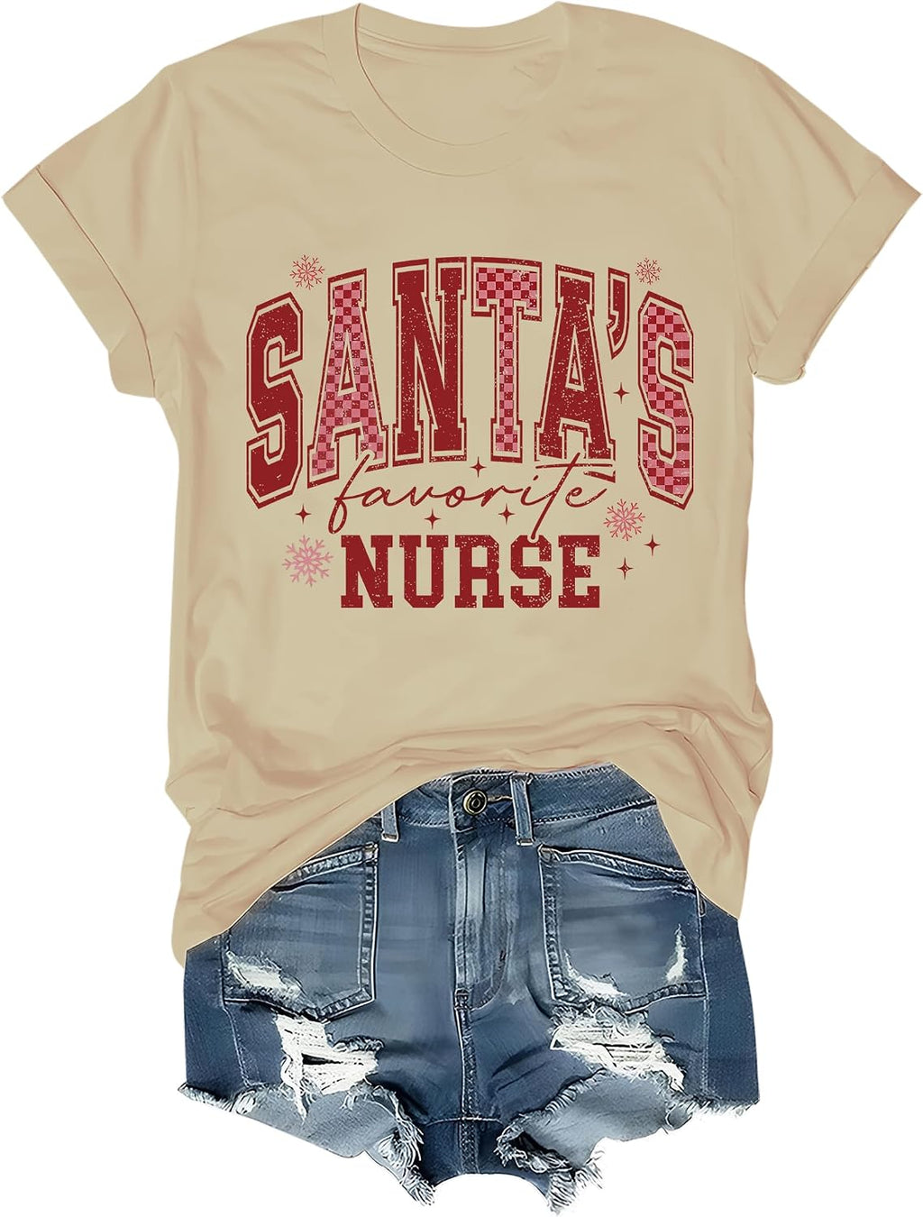 Christmas Santa's Favorite Nurse T-Shirt,Merry Christmas Nurse Gifts Shirt for Women Xmas Tee