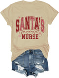 Christmas Santa's Favorite Nurse T-Shirt,Merry Christmas Nurse Gifts Shirt for Women Xmas Tee