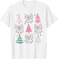 Christmas Lights Girly Coquette Bow Pink Xmas Tree Women T-Shirt