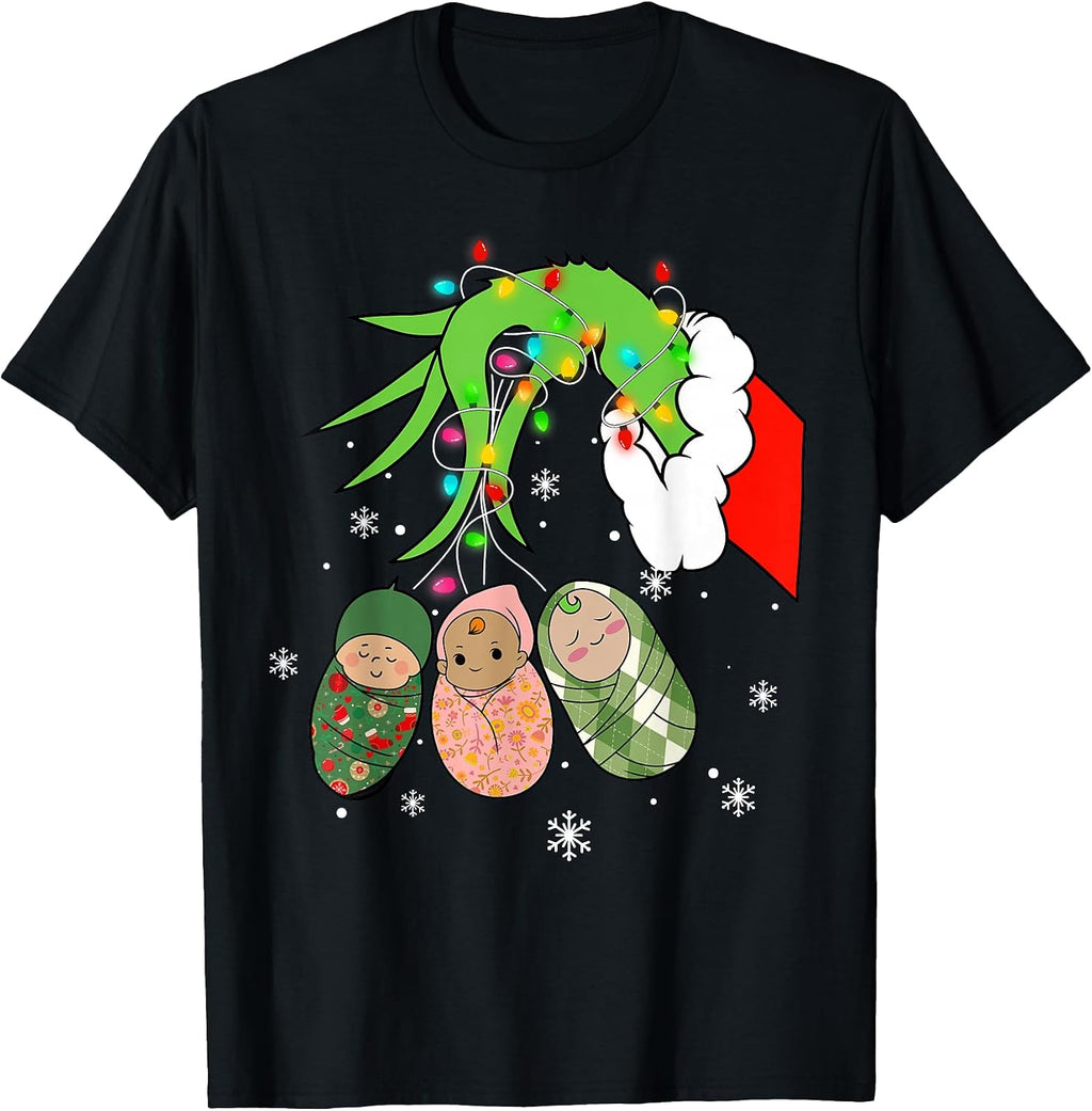 Labor and Delivery Nurse Christmas Lights Snowflake Holiday T-Shirt