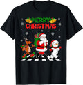 Merry Christmas Santa Reindeer Snowman Walk Family Matching T-Shirt