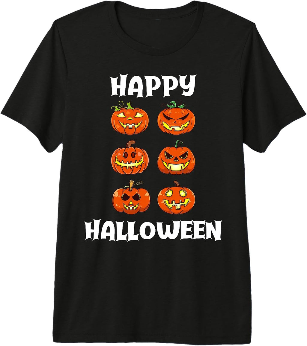 Pumpkin Faces Funny Happy Halloween Premium Tri-blend T-Shirt