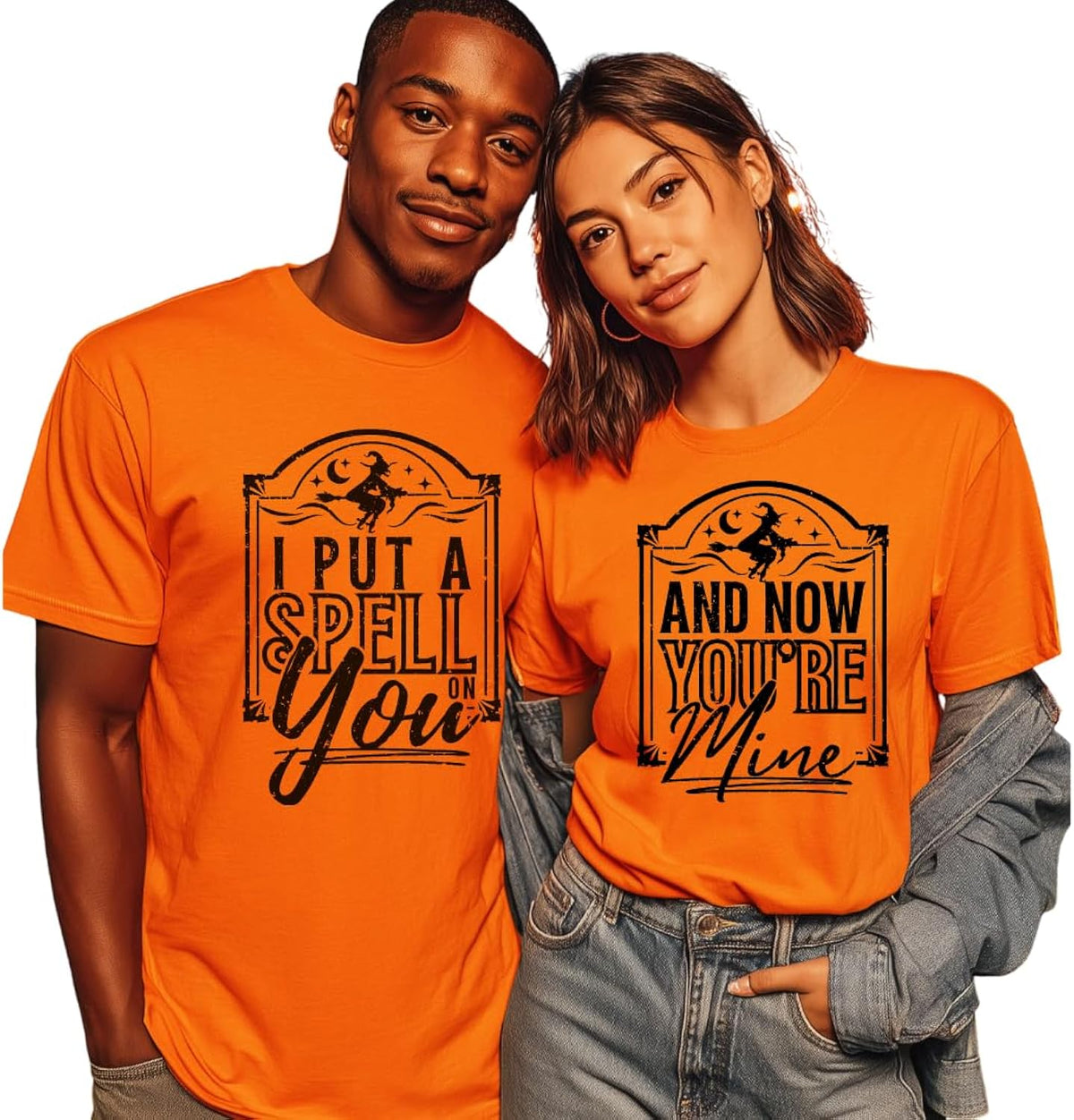 I Put A Spell on You Halloween Shirts, Couple Matching Outfits for Him and Her, Funny Shirts for Couples, Halloween Couples Tshirt for Boyfriend, Girlfriend, Husband and Wife. Multicolor