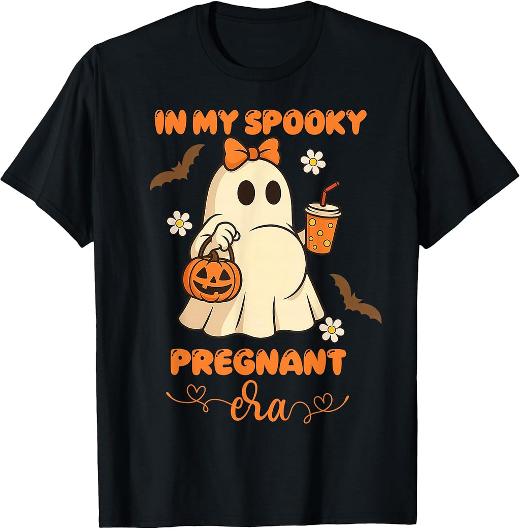 Funny Trick or Treat Ghost in My Spooky Pregnant Era T-Shirt