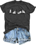 Halloween Shirts for Women: Ghost Cat T-Shirt Spooky Season Tees