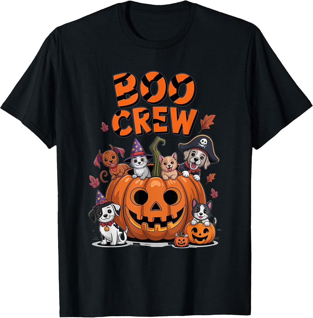 Boo Crew Halloween Dogs and Cats in Pumpkin Cute Spooky T-Shirt