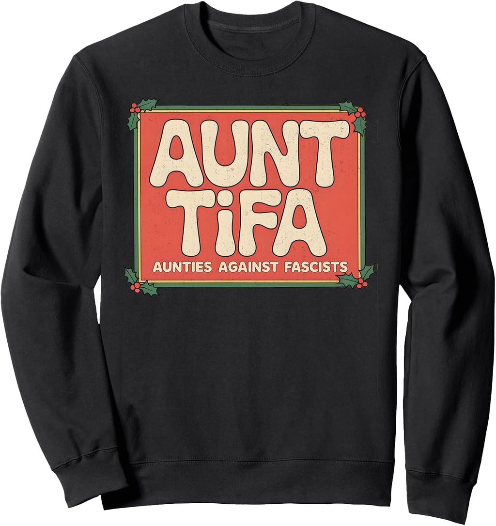 Retro Christmas Cartoon Design with Holly and Holiday Cheer Sweatshirt
