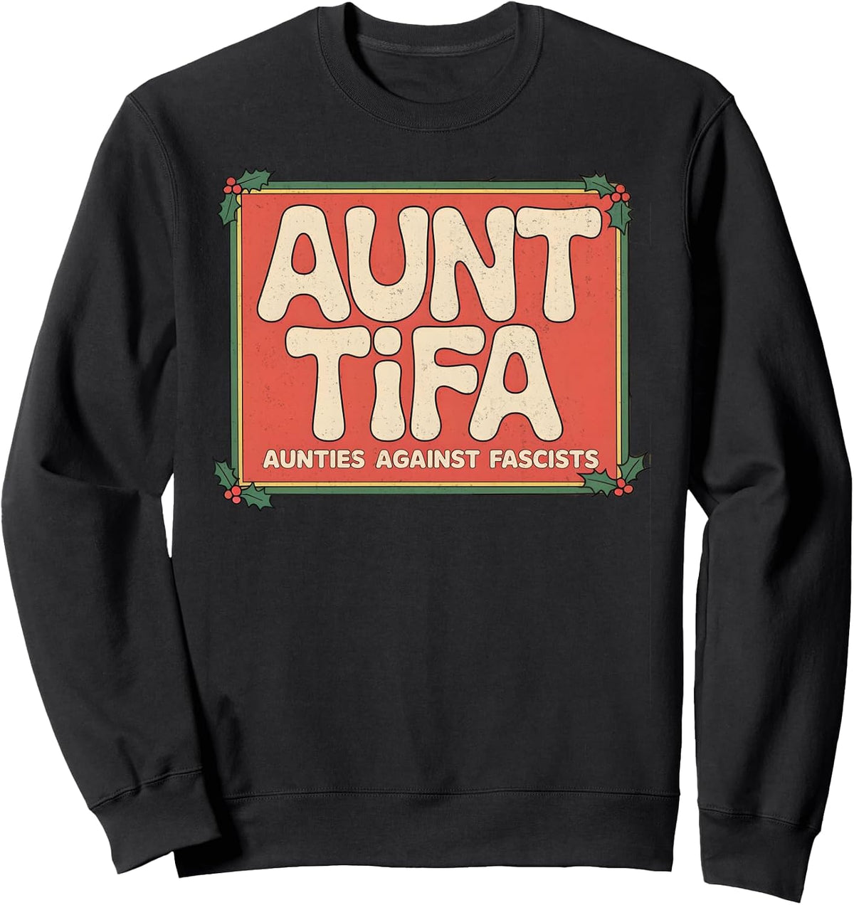 Retro Christmas Cartoon Design with Holly and Holiday Cheer Sweatshirt