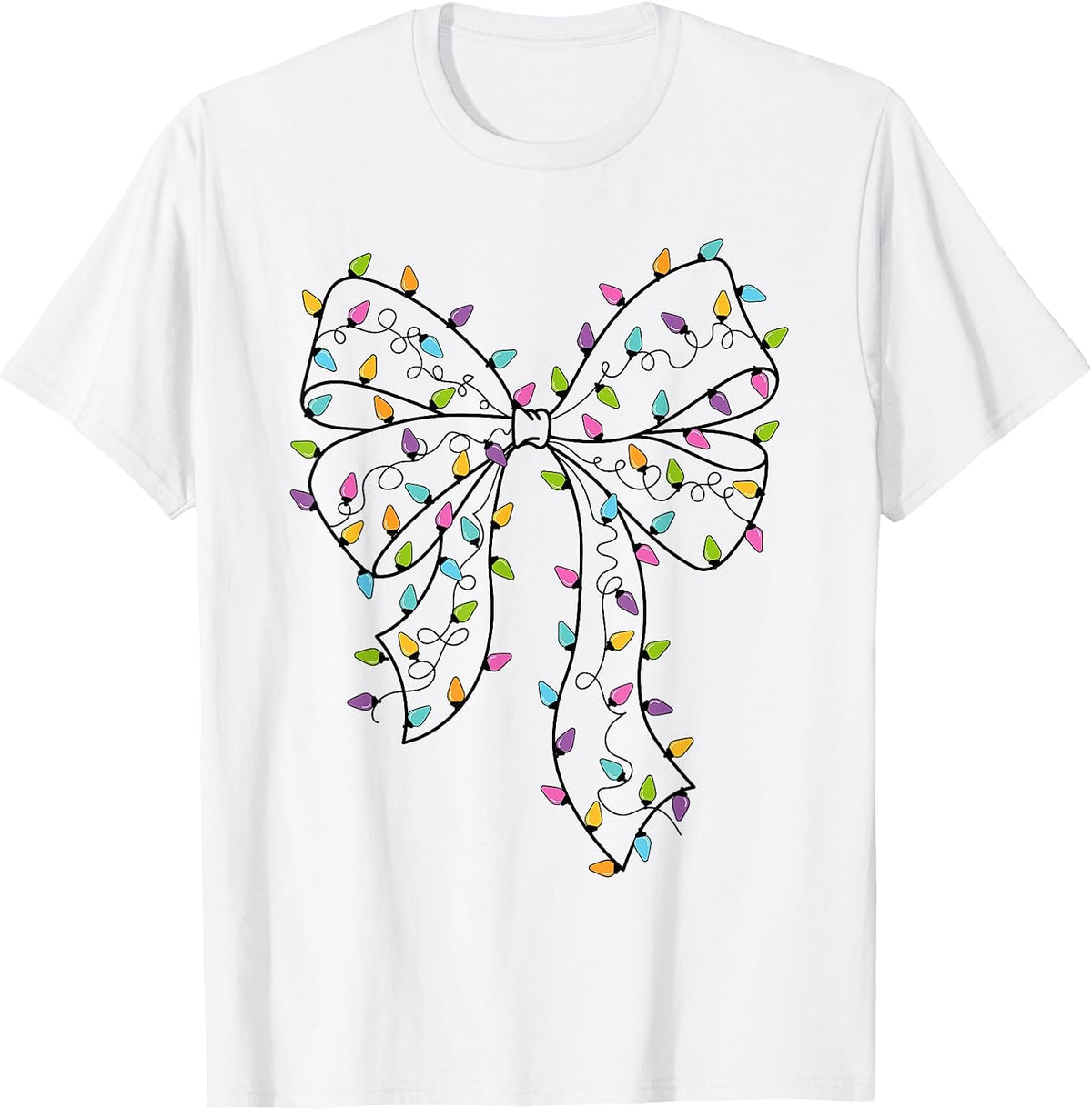 Cute Coquette Bow Christmas Lights Xmas Christmas Women Girl T-Shirt