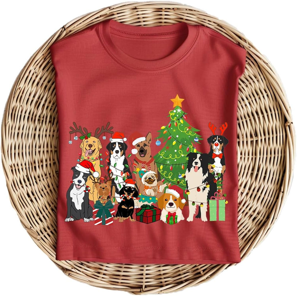 Christmas Dogs Shirt, Dog Lover Tee, Cute Holiday Puppy Graphic Top, Cozy Xmas Shirt, Merry Christmas Pet Lover T-shirt