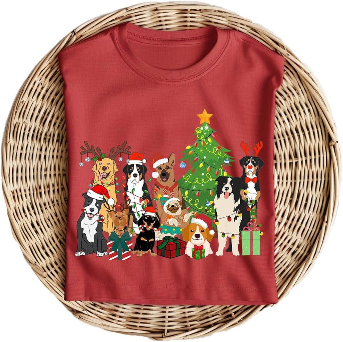 Christmas Dogs Shirt, Dog Lover Tee, Cute Holiday Puppy Graphic Top, Cozy Xmas Shirt, Merry Christmas Pet Lover T-shirt