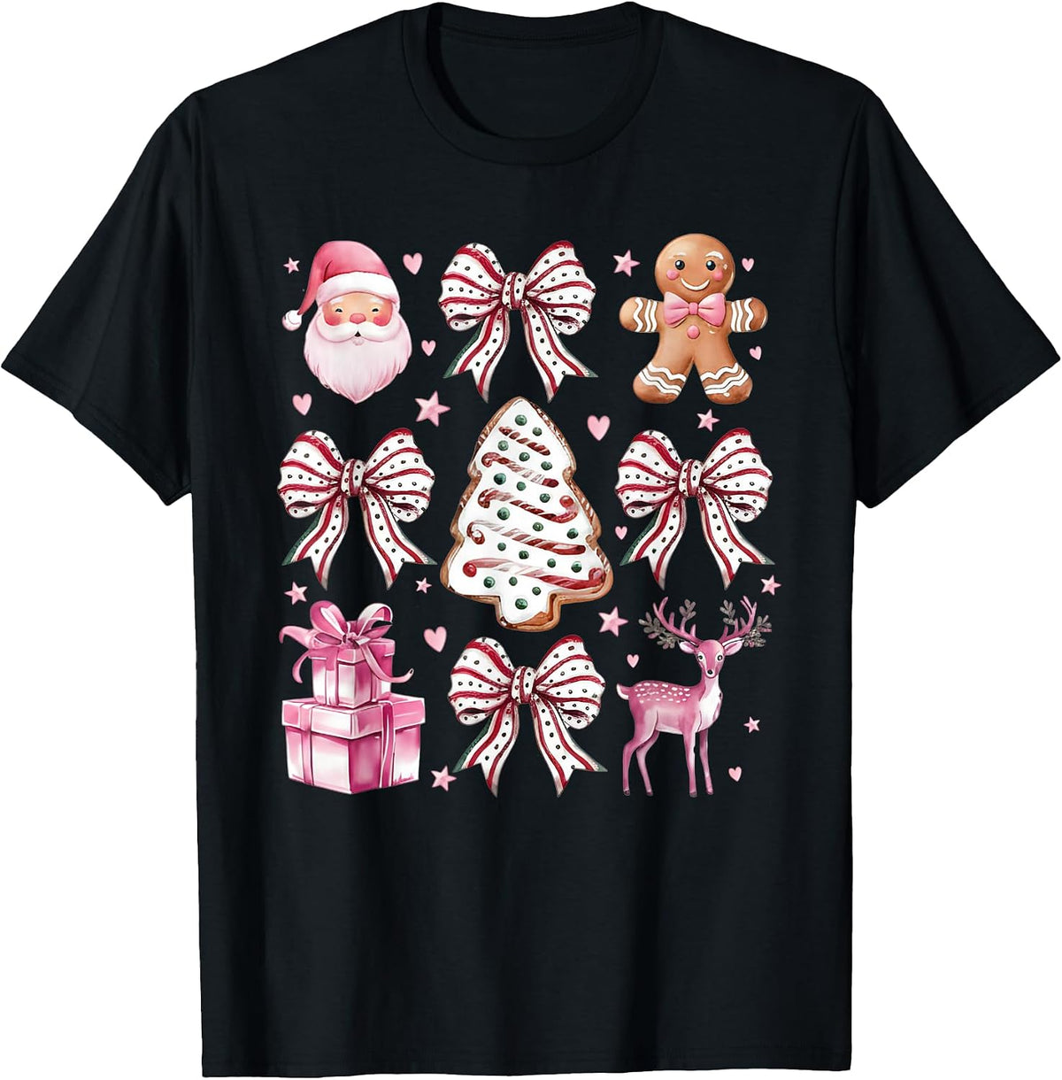 Christmas Coquette Bow Santa Xmas Girl Women Bows Holiday T-Shirt