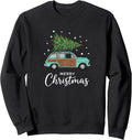 Christmas Retro Woody Car With Christmas Tree - Merry Merry Sweatshirt
