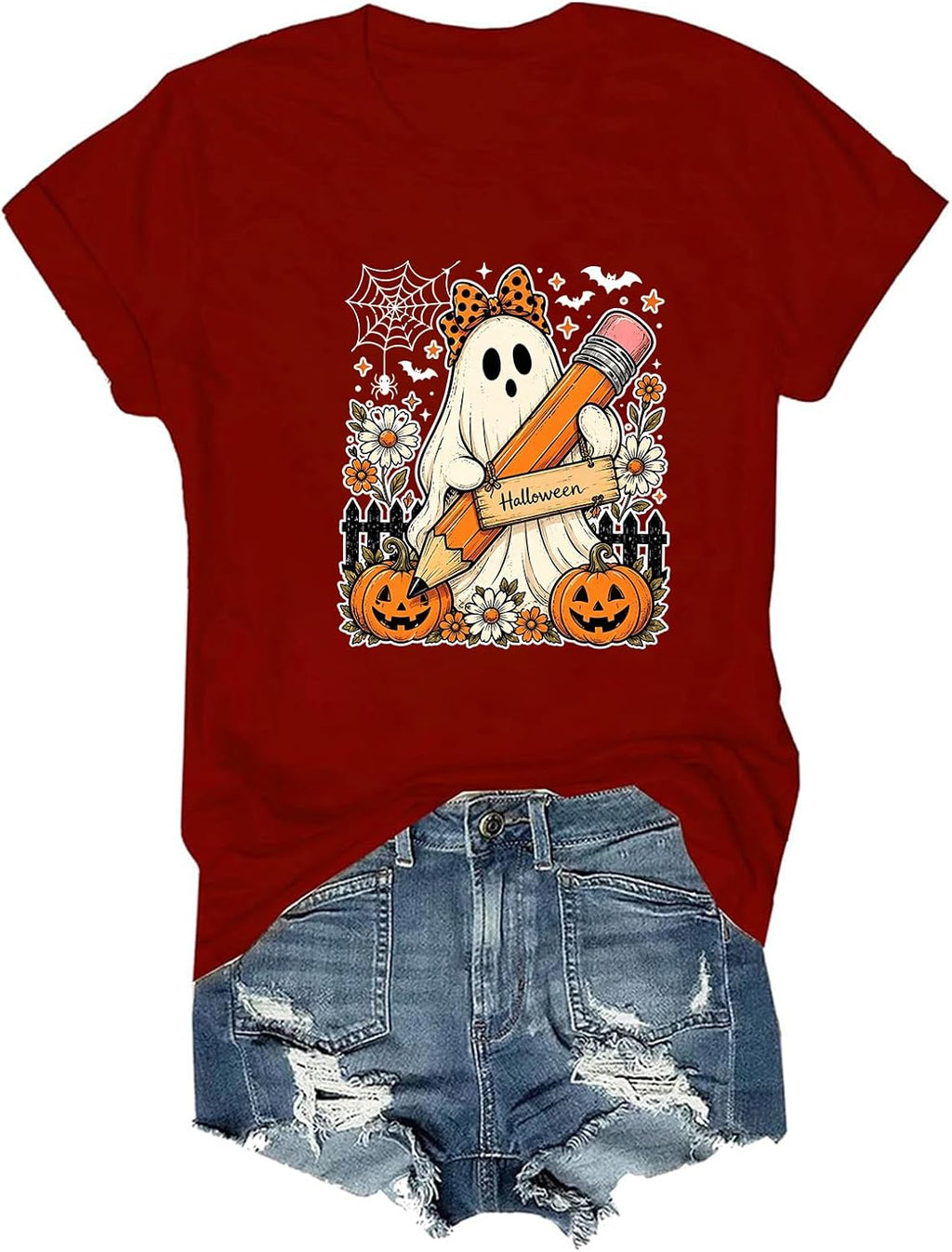 Halloween Teacher Shirt Spooky Teacher T-shirt Back To School Tee Women