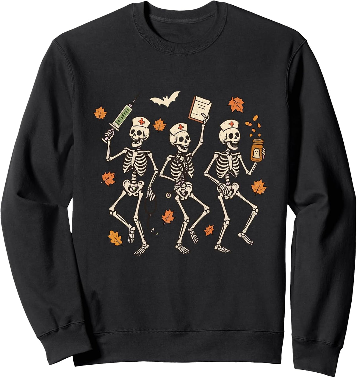 Skeleton Dancing Nurse Halloween Skull Nurse ER Fall Vibes Sweatshirt