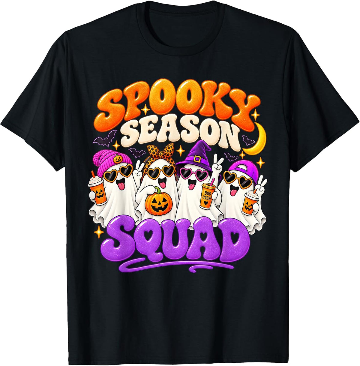 Spooky Season Squad Cute Ghost Halloween Friends Party Crew T-Shirt