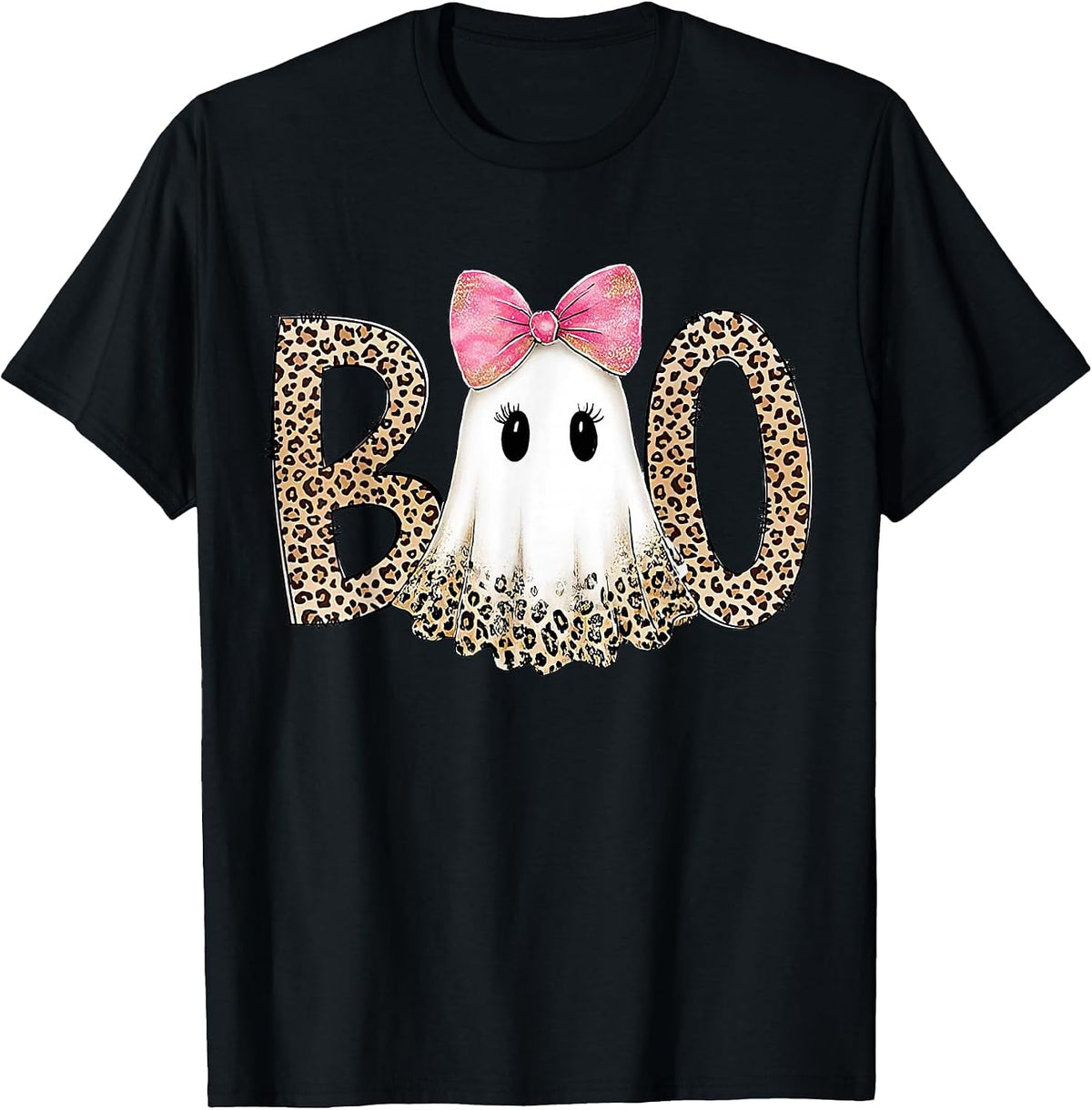 Preppy Leopard Ghost Boo Halloween T-Shirt