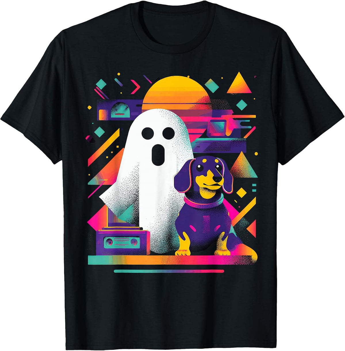 Retro Ghost Dog Funny Spooky Halloween Pet Lovers T-Shirt