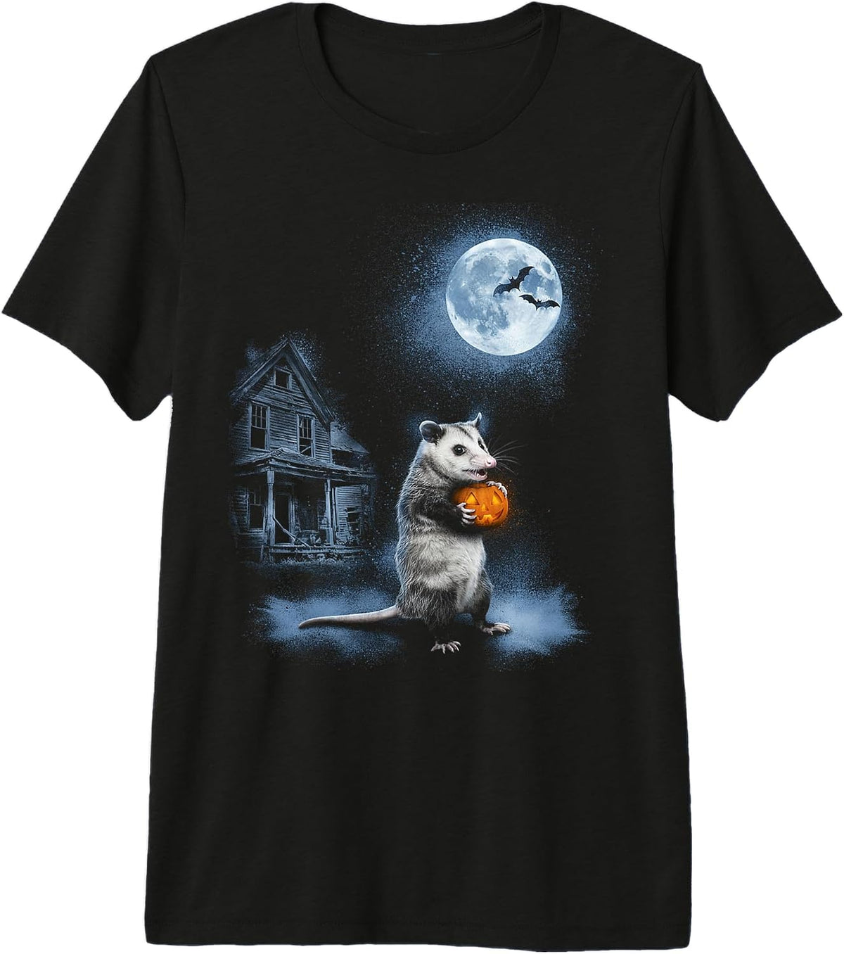 Vintage Opossum Halloween Funny Possum Pumpkin Spooky Moon Premium Tri-Blend T-Shirt