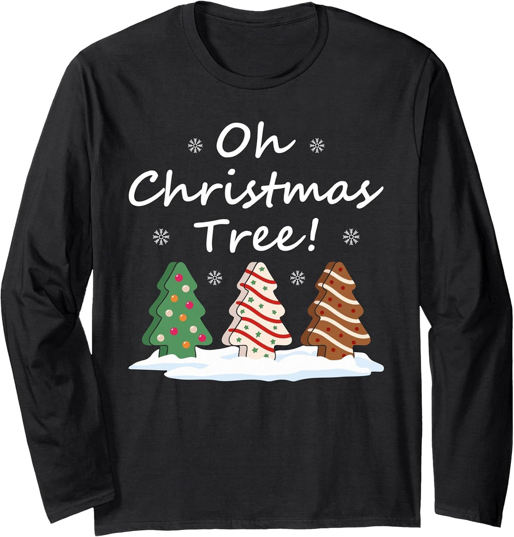 Christmas Funny Cake Tree Baking Pajamas Gifts Long Sleeve T-Shirt
