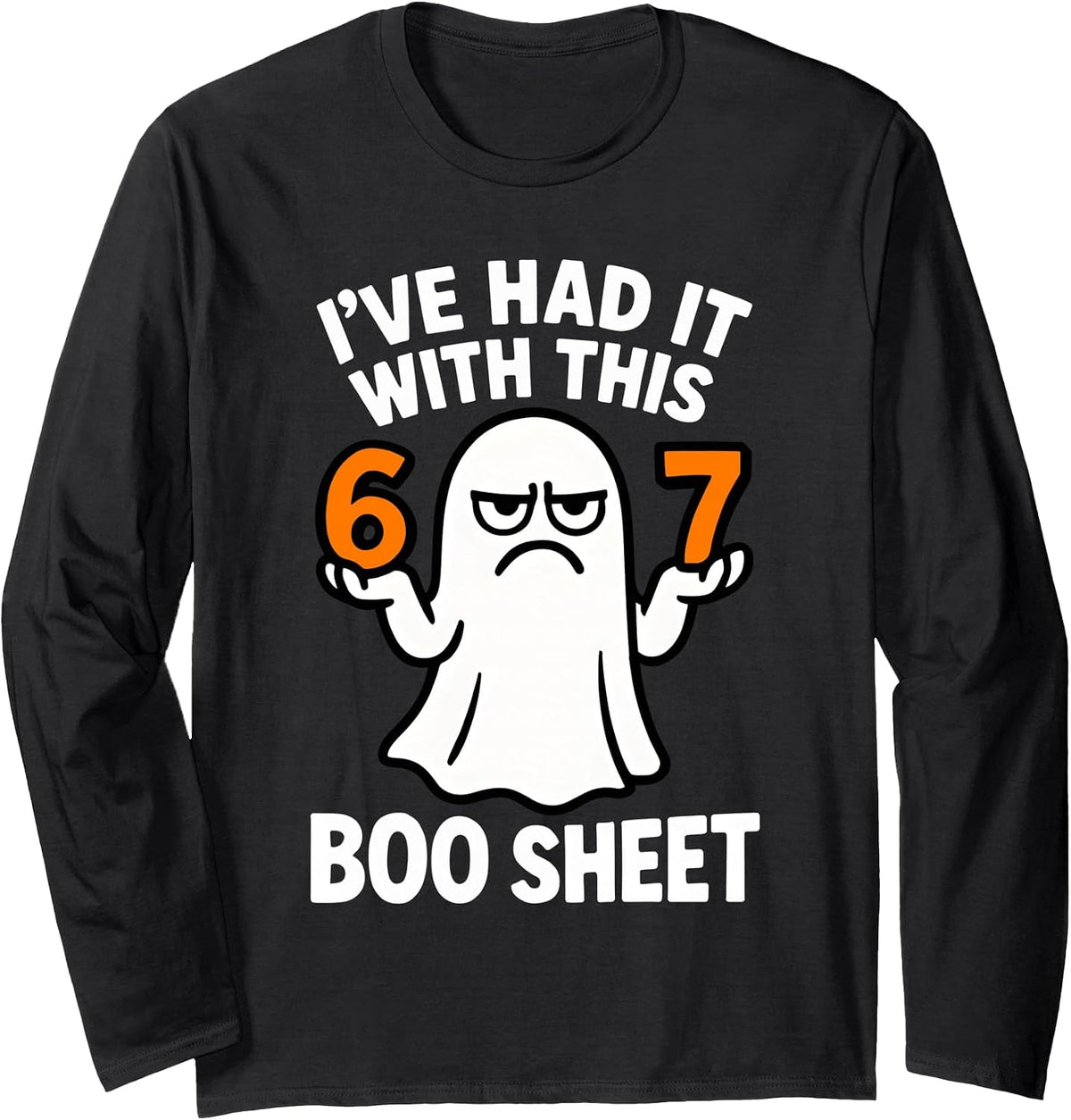 67 Meme Halloween Costume 6 7 Funny Boo Sheet Six Seven 6-7 Long Sleeve T-Shirt