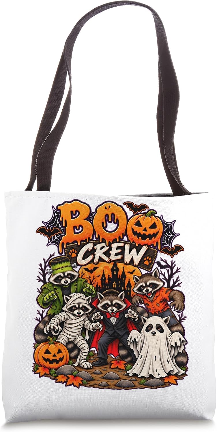 Raccoon Boo Crew Halloween Matching Family Monster Group Tote Bag