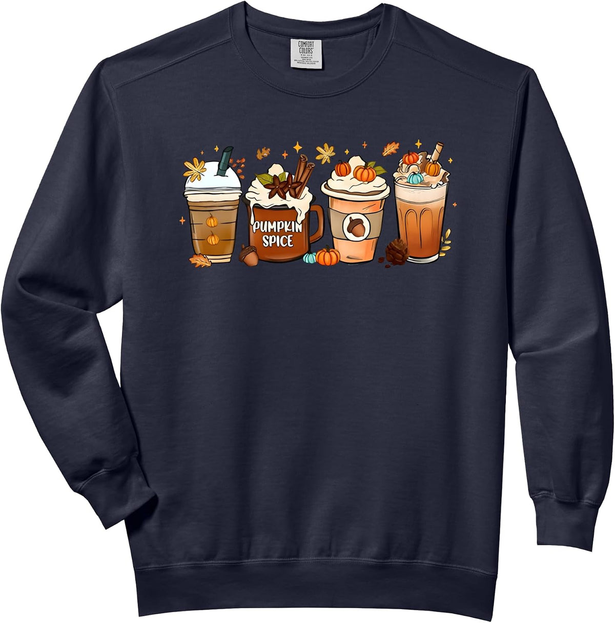 Fall Coffee Pumpkin Spice Latte Iced Autumn Comfort Colors Adult Sweatshirt
