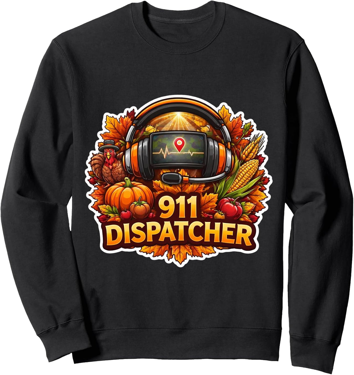 911 Emergency Dispatcher First Responder Autumn Fall Pumpkin Sweatshirt