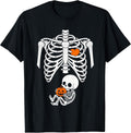 Halloween Skeleton Baby Rib Cage Pregnant Pumpkin T-Shirt
