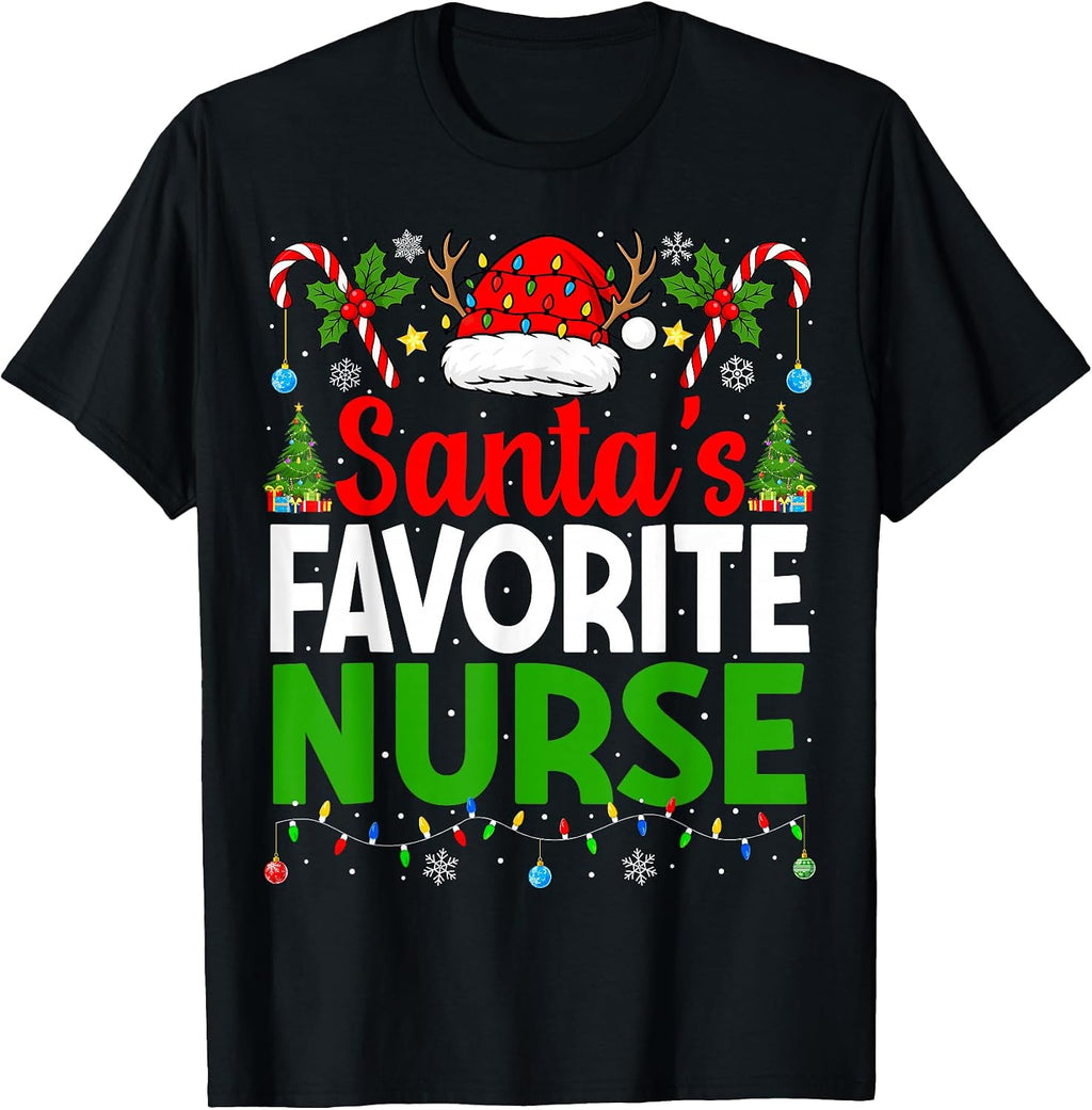 Santas Favorite Nurse RN Christmas Nursing Christmas Nurse T-Shirt
