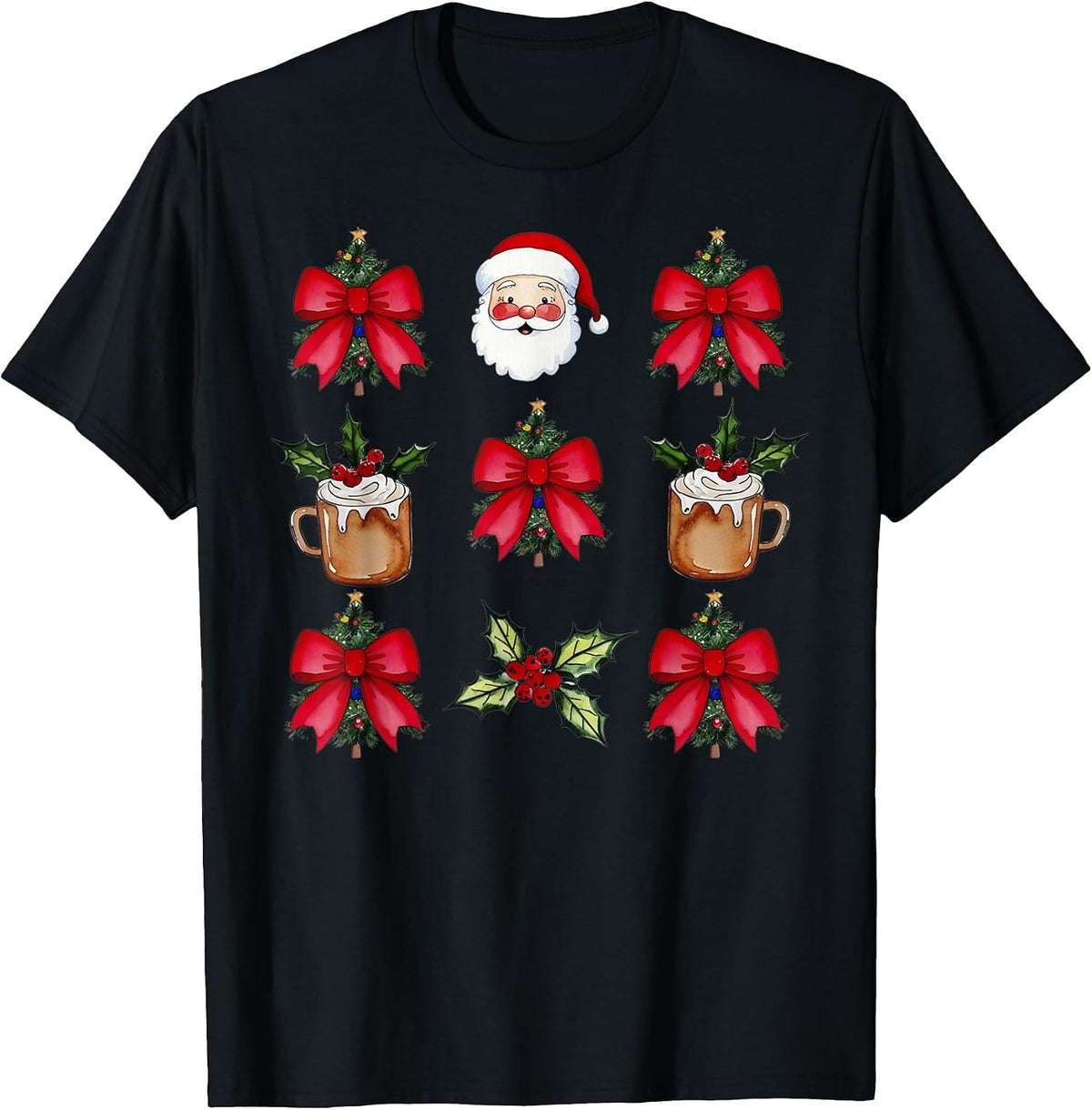 Coquette Bow Christmas Santa Cute T-Shirt