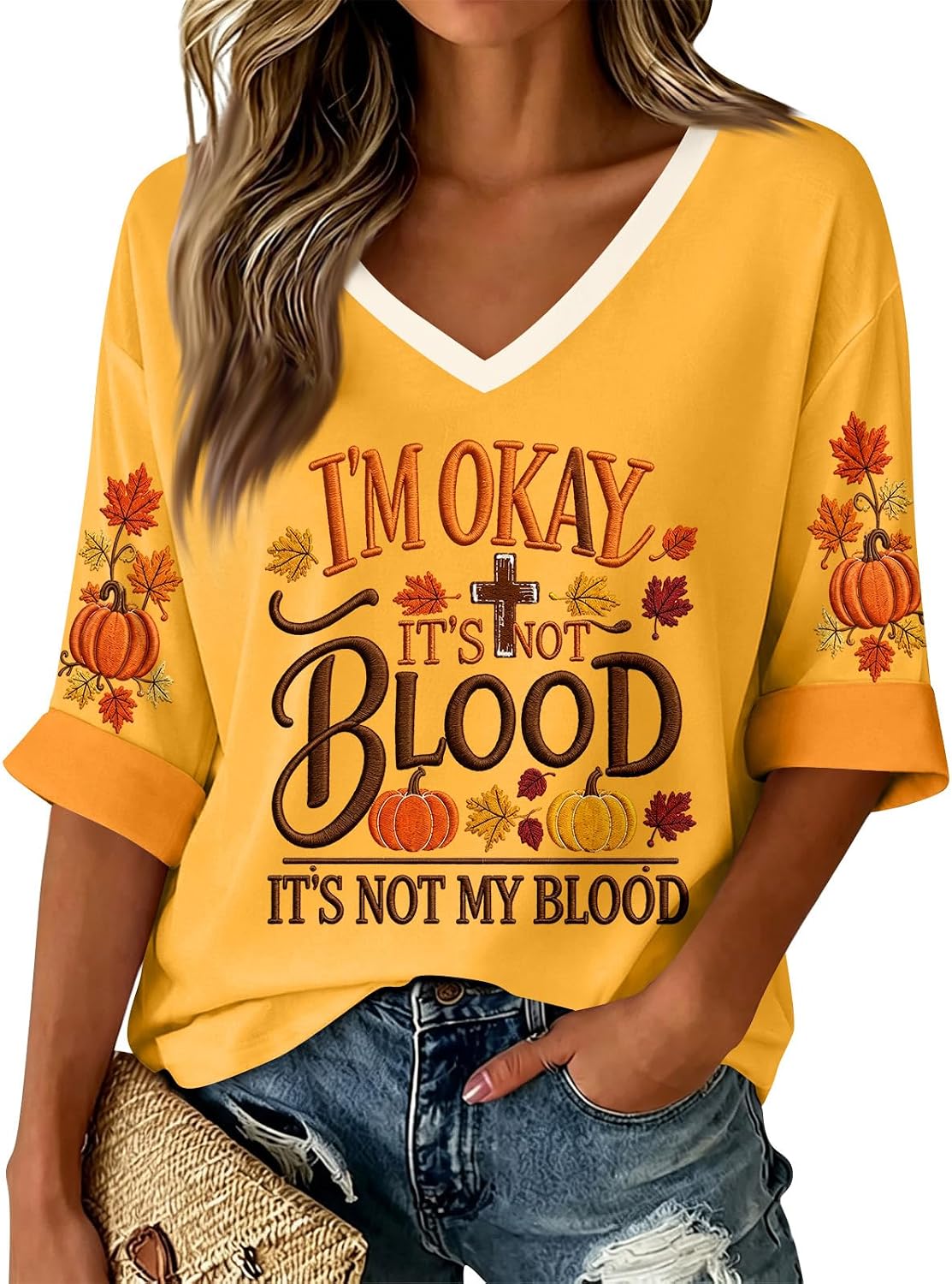 Womens Pumpkin Shirt 2026 Ghost Graphic 3/4 Sleeve Skeleton Skull Printed Pumpkin Printed Funny Oversized Plus Size
