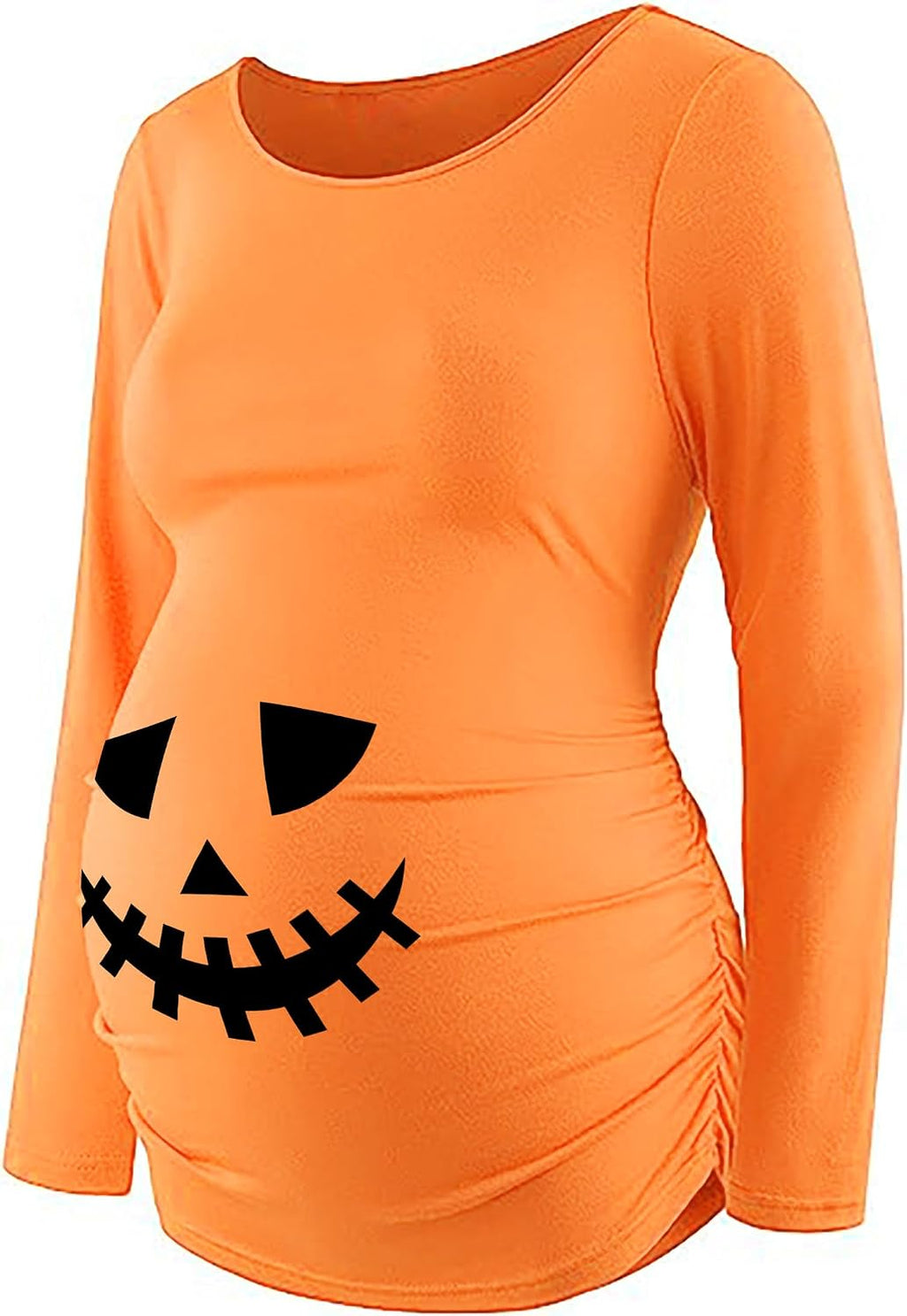 Halloween Women Maternity Shirt Pregnancy Announcement Tops Loose Tee Funny Skeleton Skull for Expecting Mothers, Long Sleeve